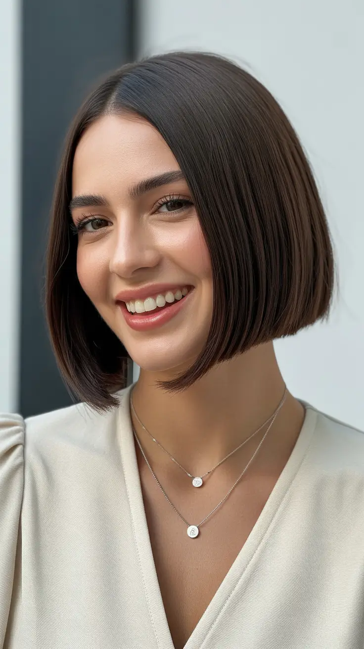 elegant spring bob haircut 2026 Soft Brunette Curve Bob With Natural Volume