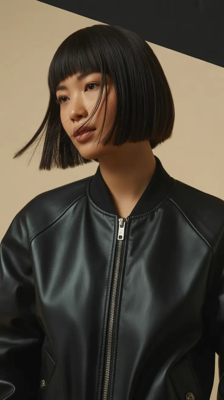 elegant spring bob haircut 2026 Graphic Jet Bob With Micro Fringe