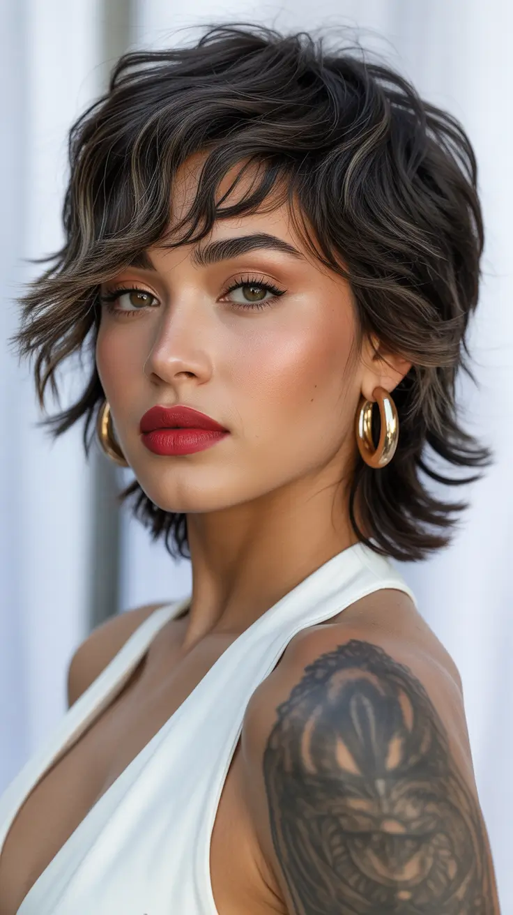 elegant spring shag haircut for 2026 Dark Shag With Rockstar Finish