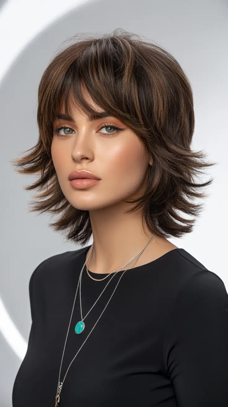 elegant spring shag haircut for 2026 Classic Brunette Shag With Soft Movement