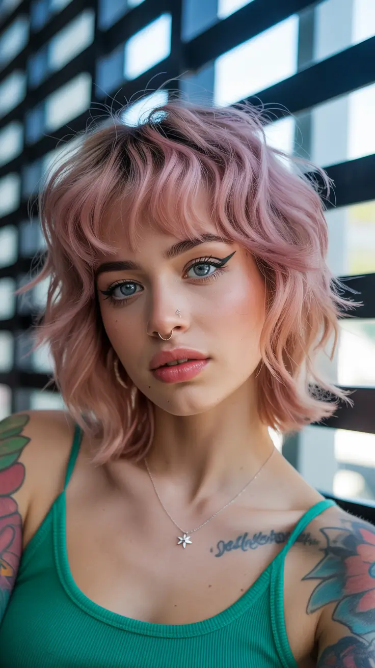 elegant spring shag haircut for 2026 Playful Pastel Shag With Wavy Texture