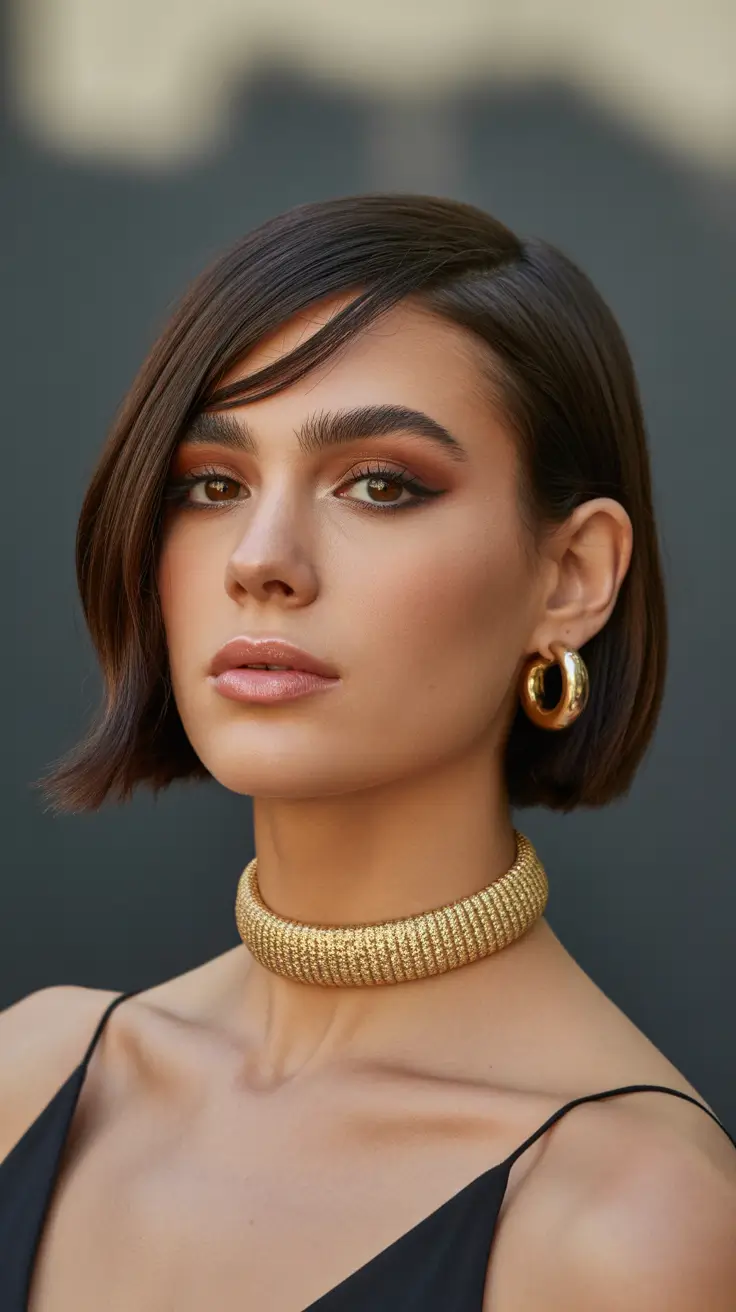 elegant spring short haircut 2026 sculpted side part bob