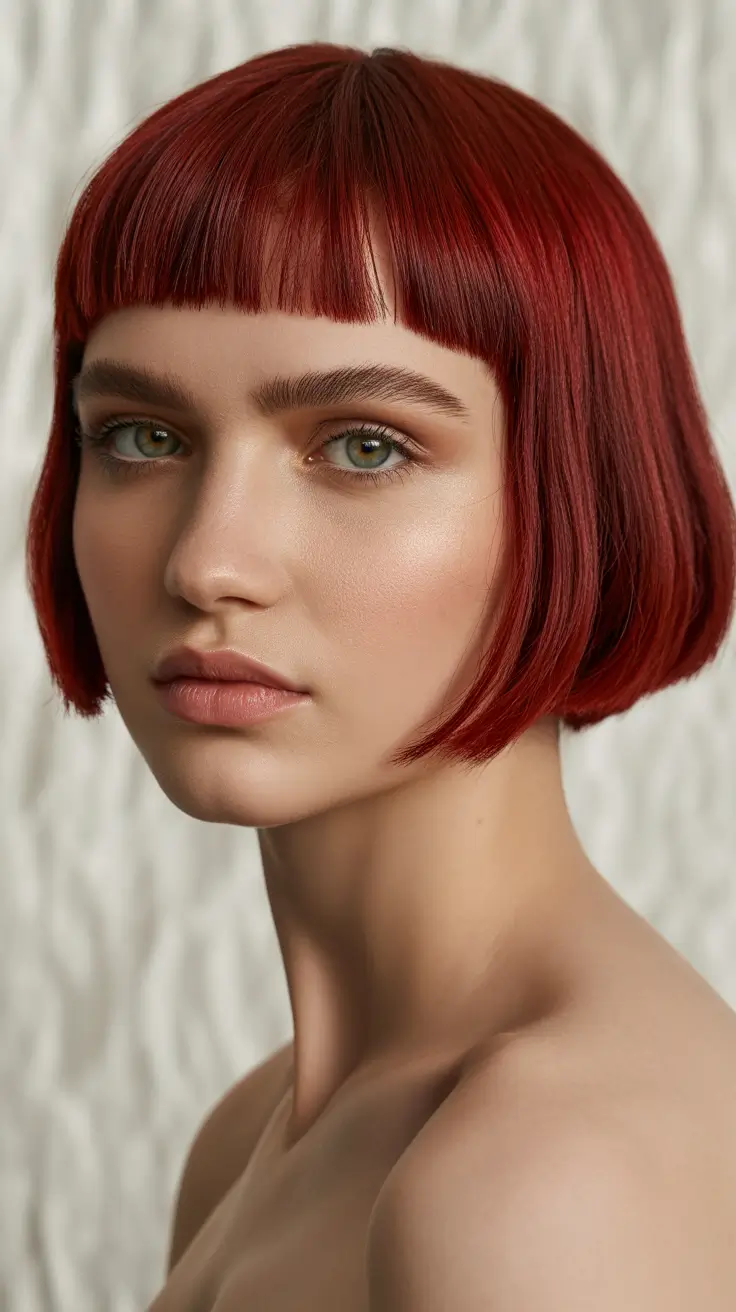 elegant spring short haircut 2026 red bob short bangs