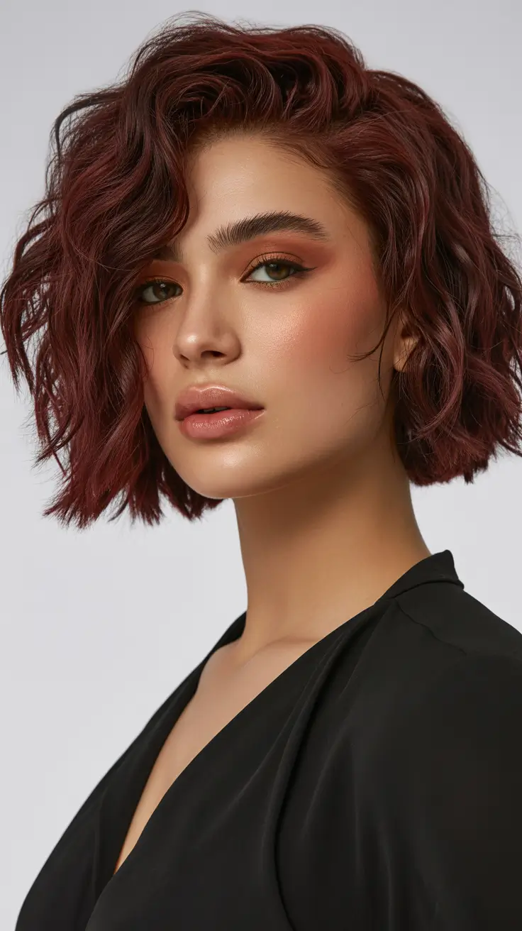 elegant spring short haircut 2026 textured auburn bob