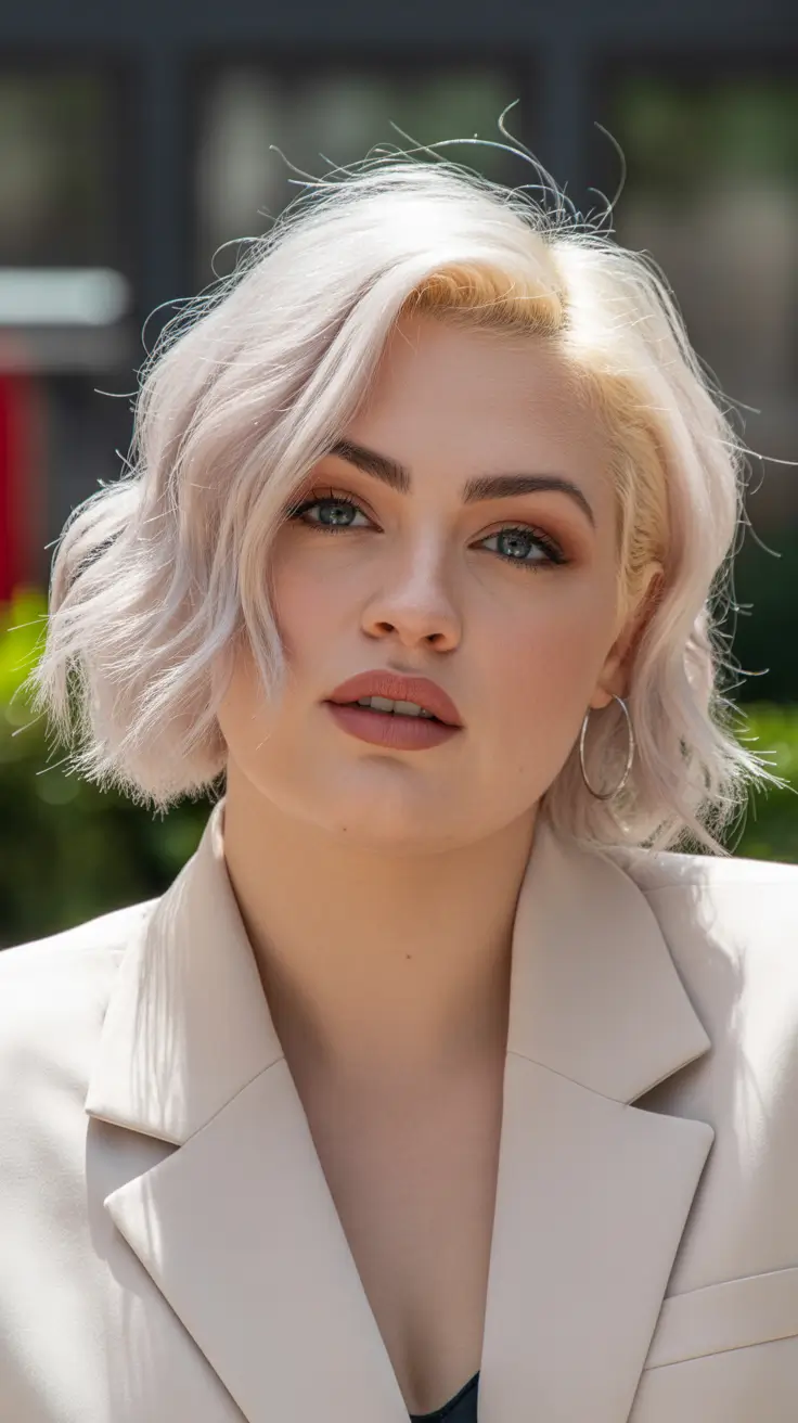 Fresh Spring Haircuts for Plus Size Women 2026 Soft Platinum Bob