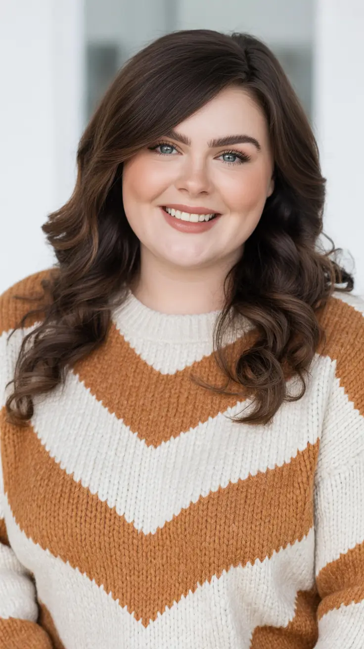Fresh Spring Haircuts for Plus Size Women 2026 Warm Chocolate Medium Waves