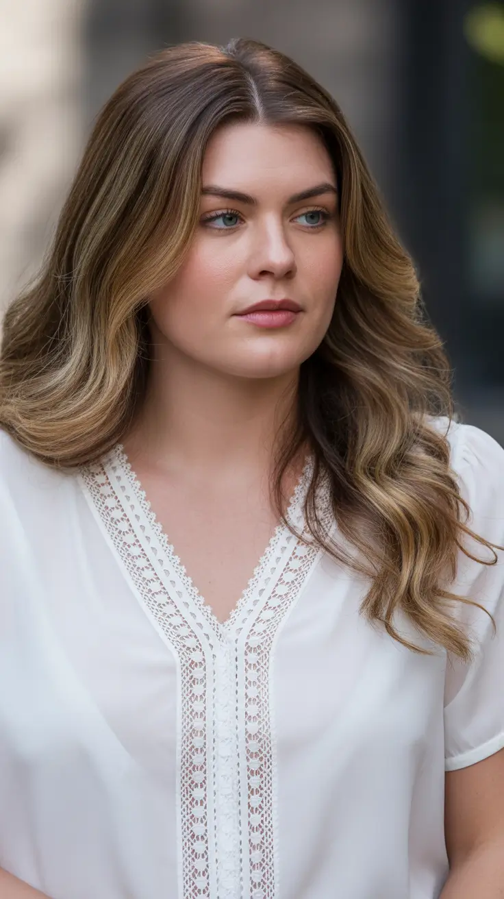 Fresh Spring Haircuts for Plus Size Women 2026 Long Balayaged Waves