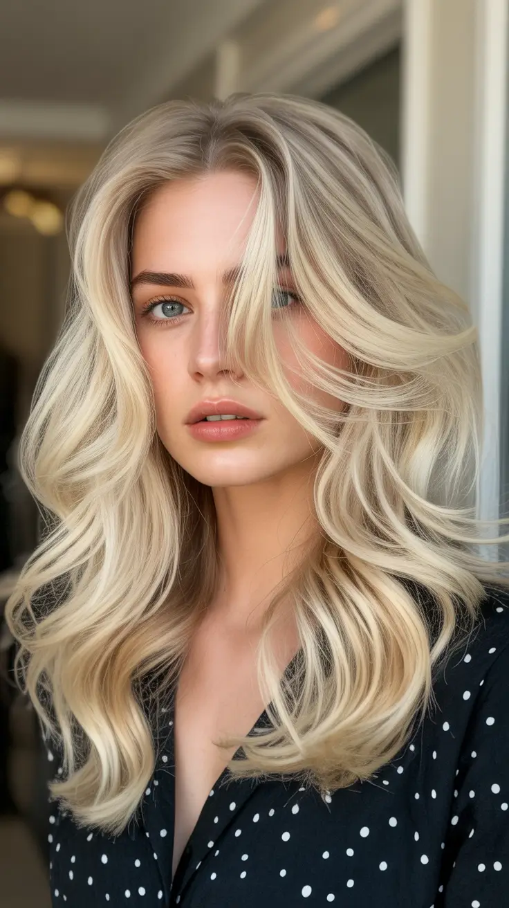spring blonde hair color 2026 Sunlit Cream Blonde with Airy Volume