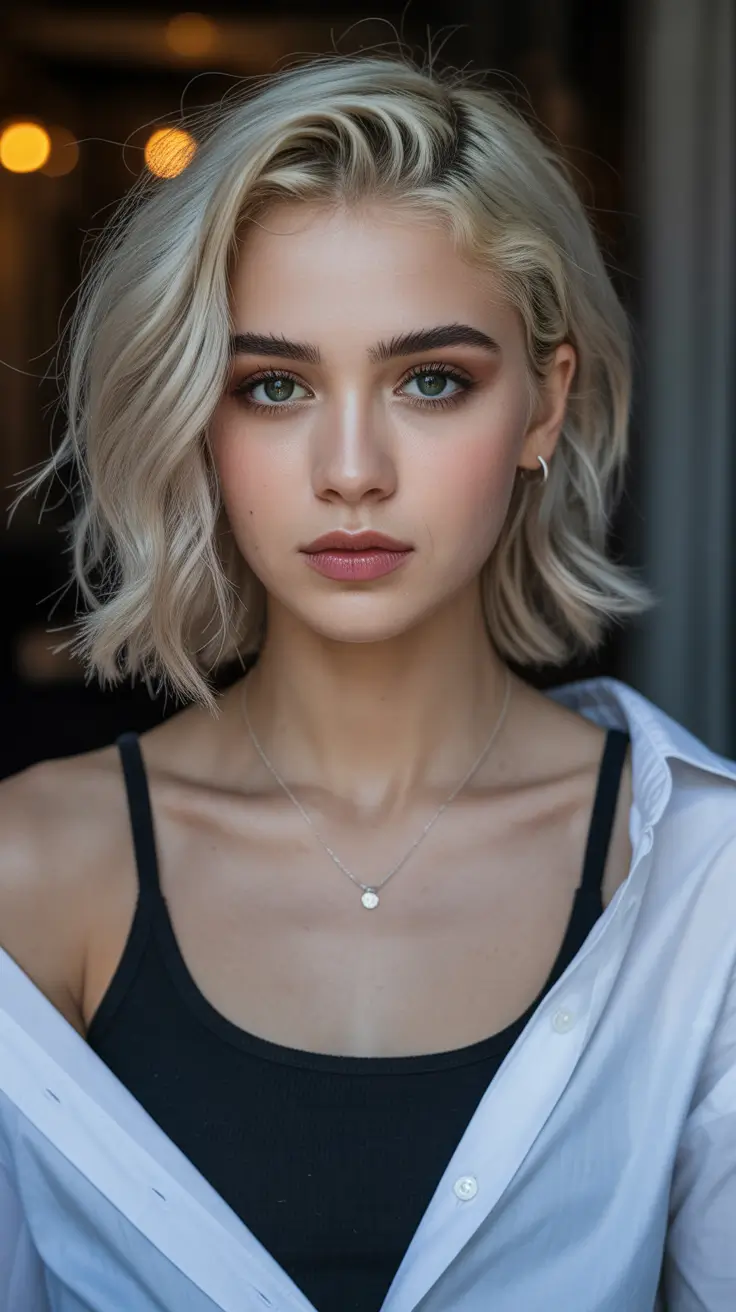 spring blonde hair color 2026 Bright Cool-Blonde Crop with Subtle Texture