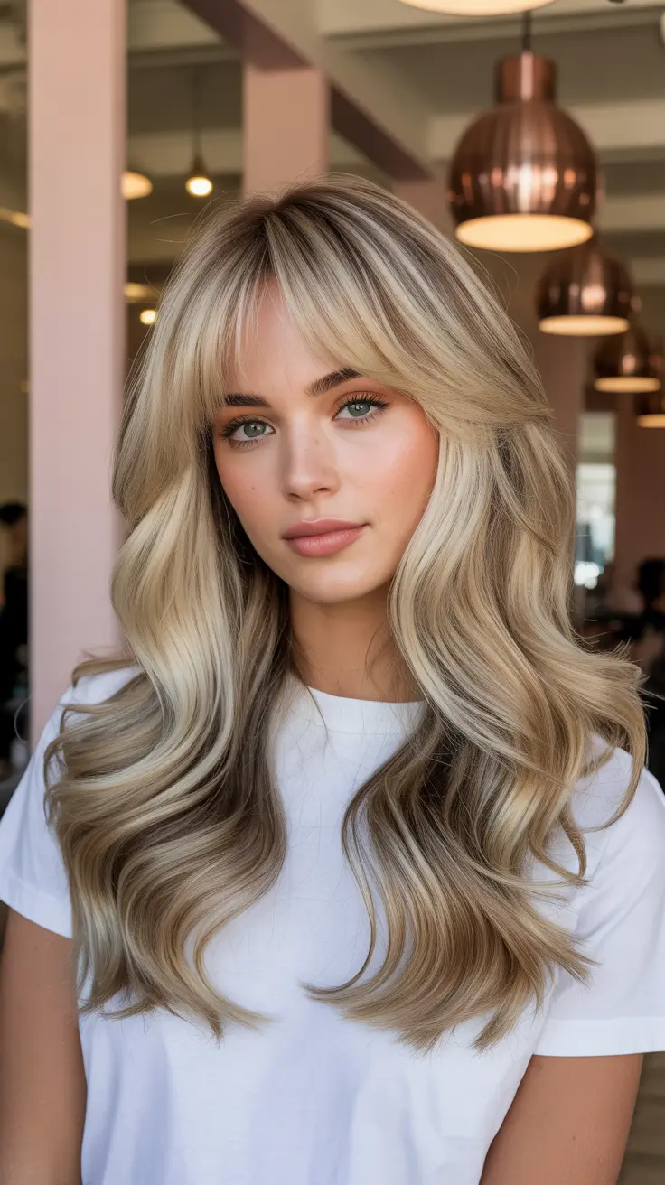 spring blonde hair color 2026 Soft Curtain Fringe Blonde Flow