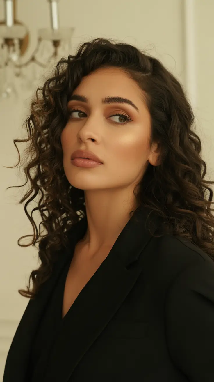 spring brown hair color 2026 Structured Curly Brunette