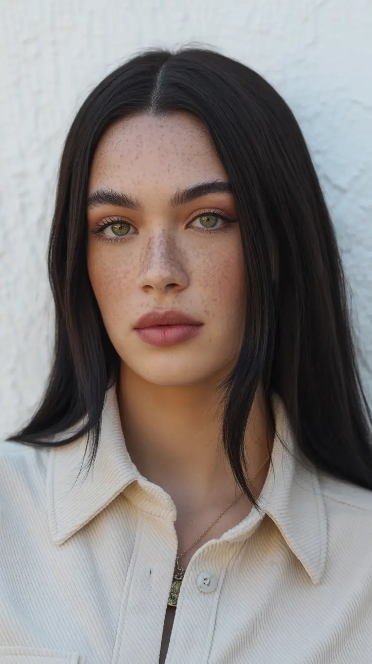 spring brown hair color 2026 Sleek Dark Brunette