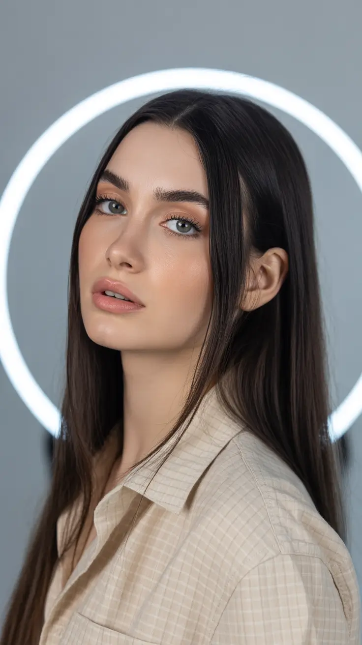 spring brown hair color 2026 Polished Espresso Straight Shine