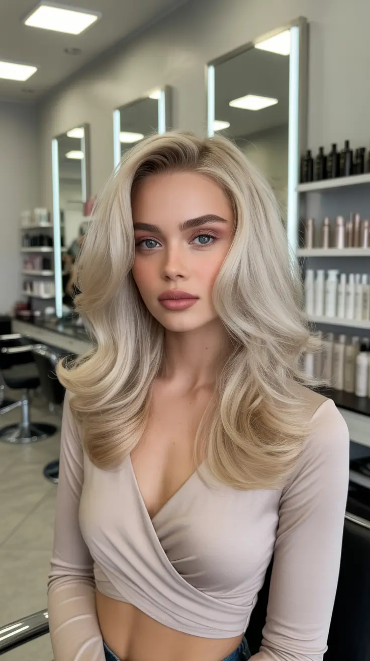 spring long haircuts 2026 Platinum Long Layers With Sculpted Volume