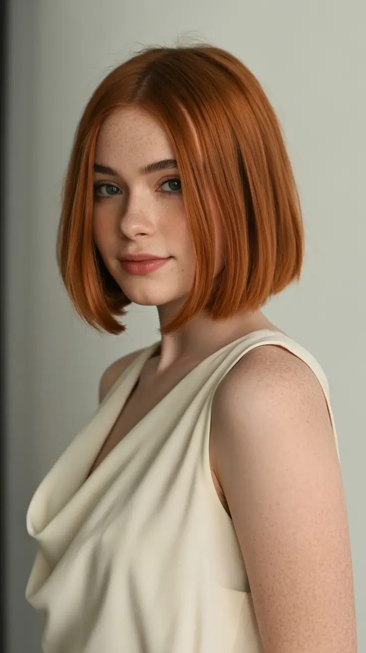 new spring short hairstyles 2026 Blunt Copper Spring Bob