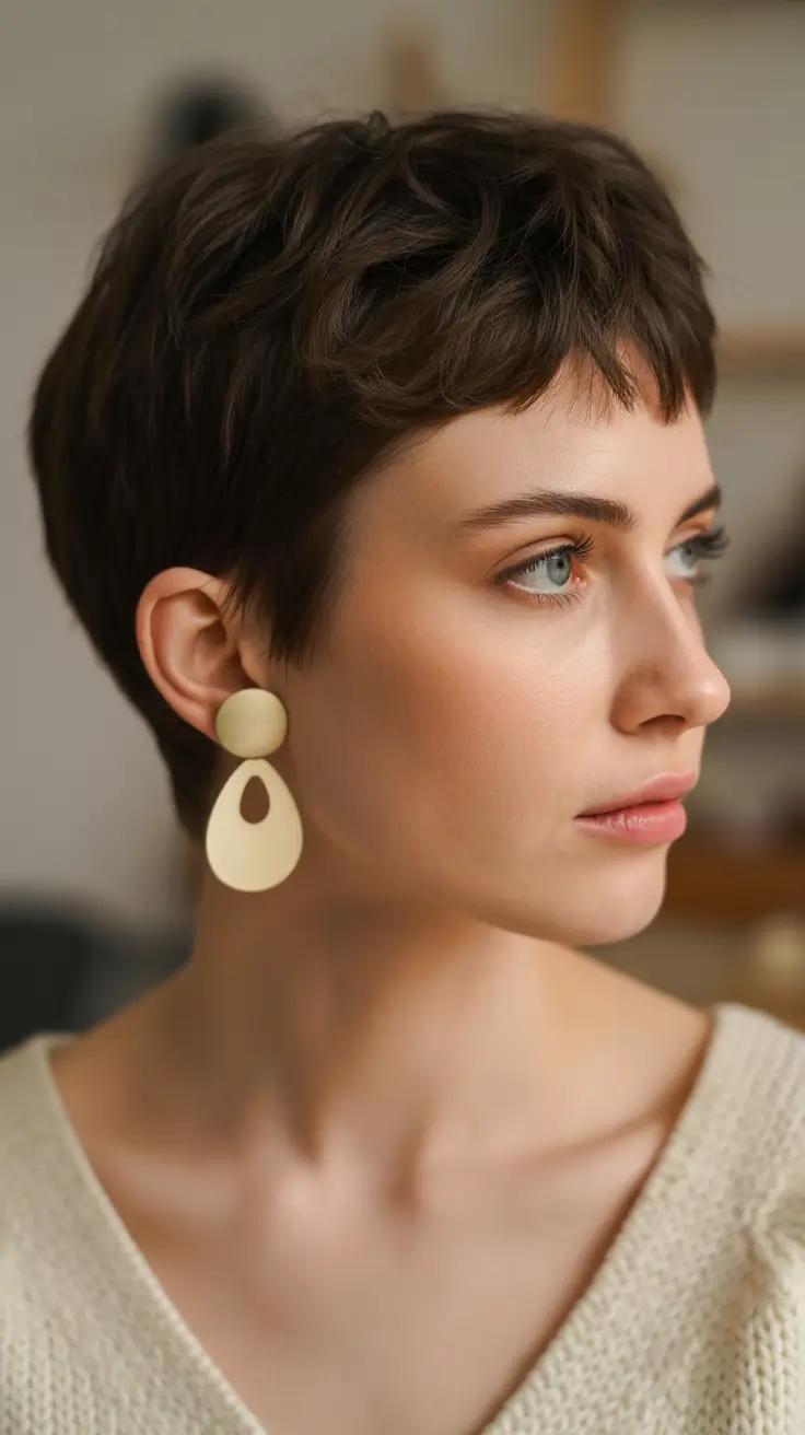 new spring short hairstyles 2026 Textured Micro Crop with Soft Fringe