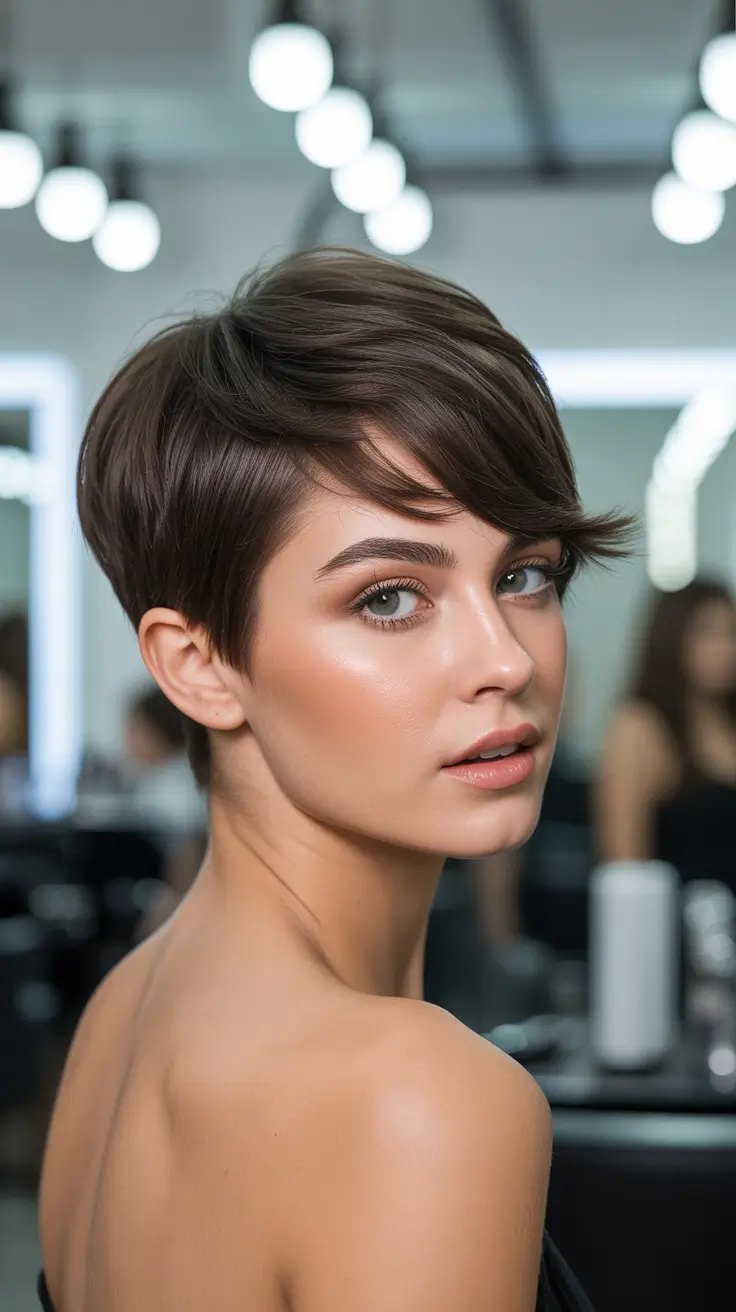 new spring short hairstyles 2026 Ultra Short Side Swept Pixie
