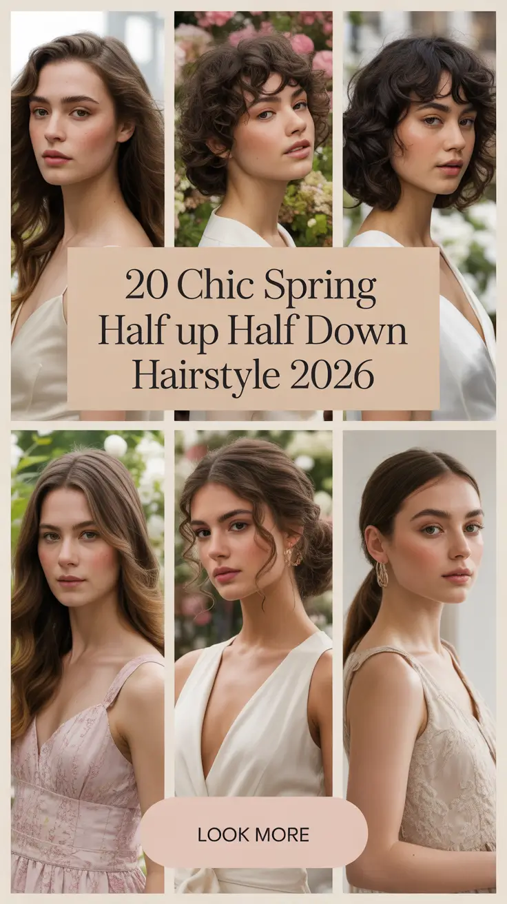 Chic Spring Half Up Half Down Hairstyle 2026 Ideas for Long, Medium & Wedding Guest Looks