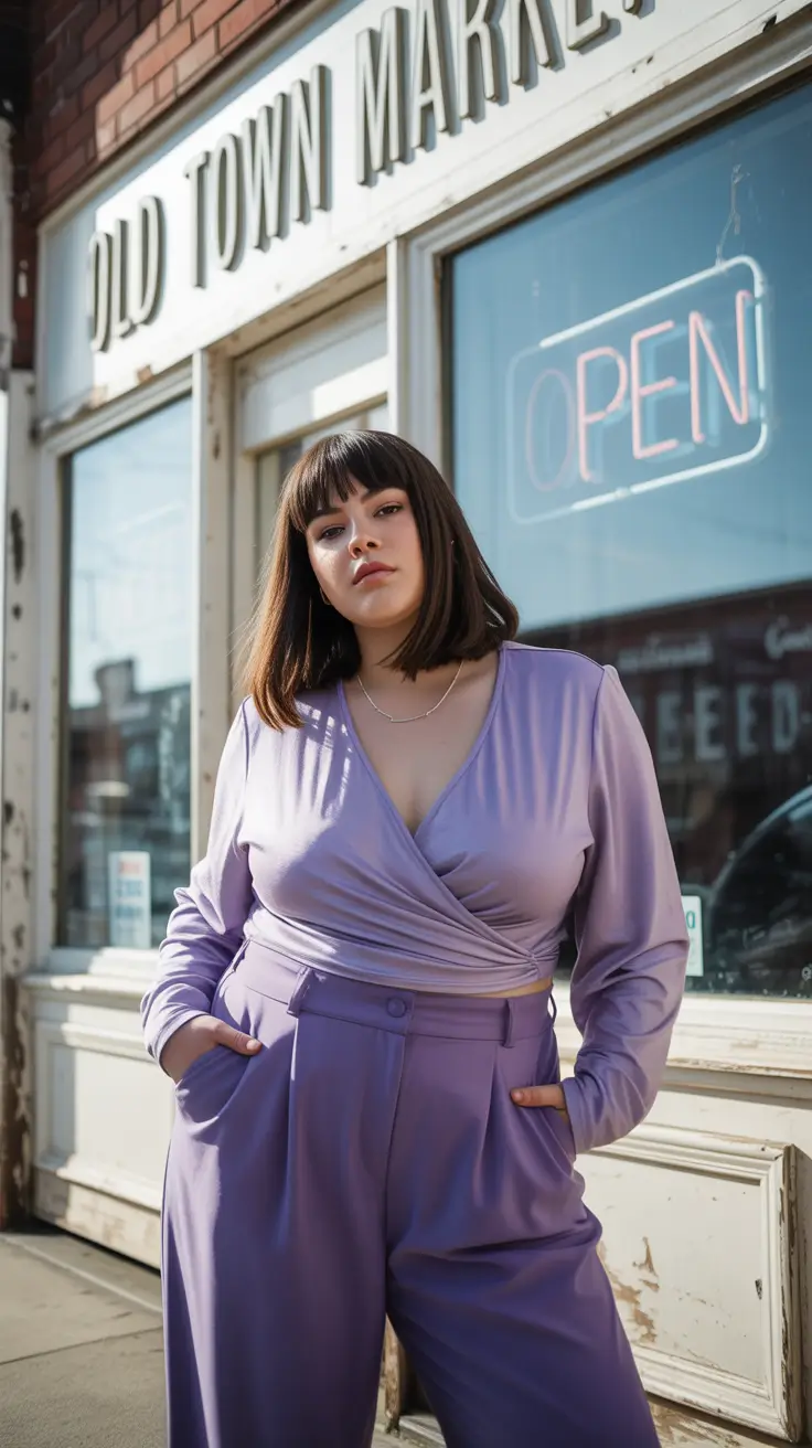 popular plus size spring outfits 2026 Soft Lilac Power for Spring 2026