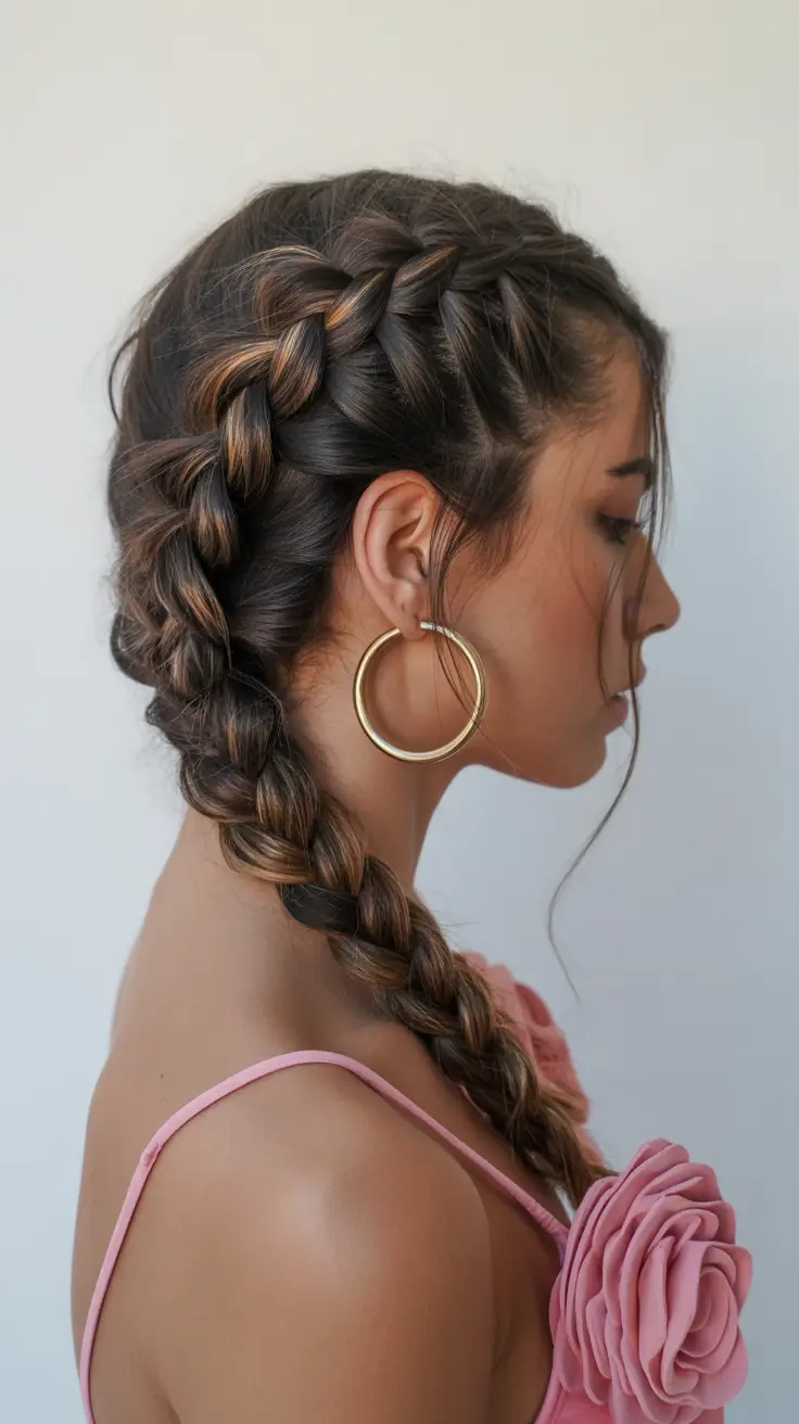 pretty spring braids hairstyle 2026 Soft halo braid crown with blended lengths