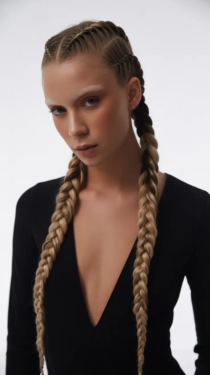 pretty spring braids hairstyle 2026 Softly structured twin braids with natural depth