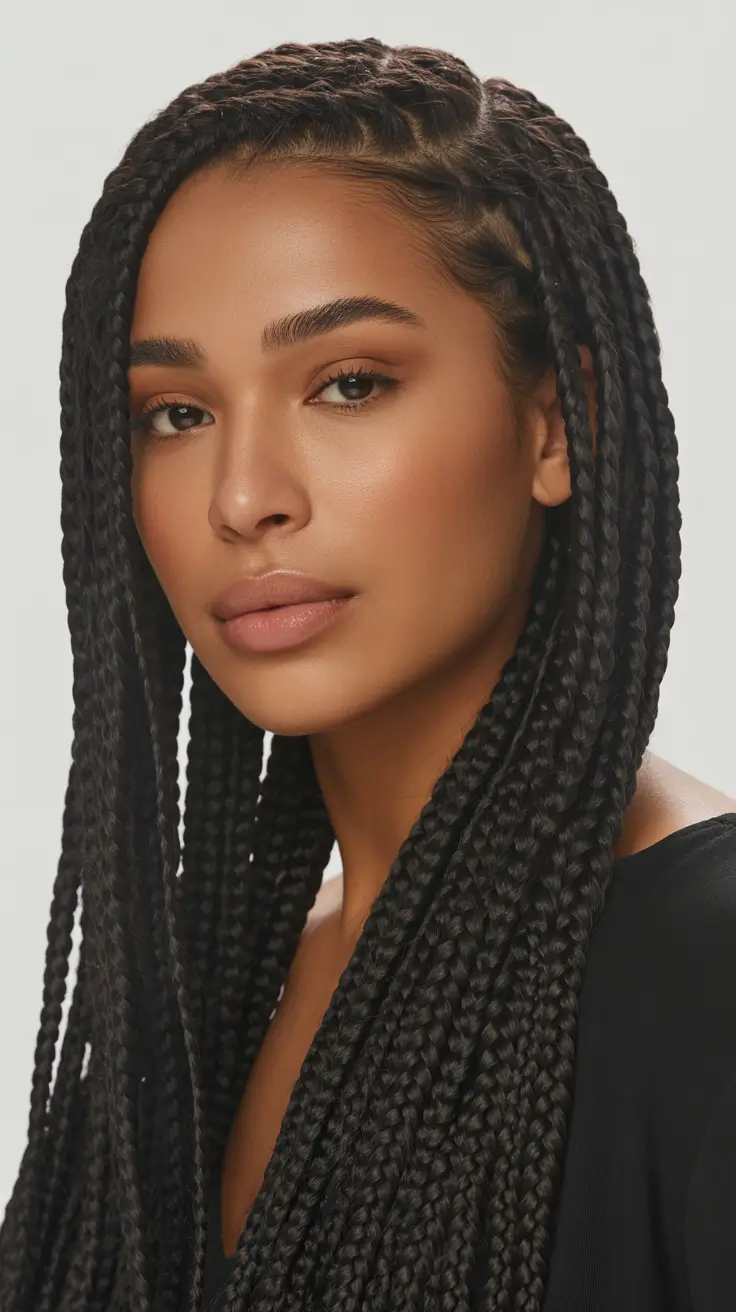 pretty spring braids hairstyle 2026 Precision long box braids with smooth crown flow
