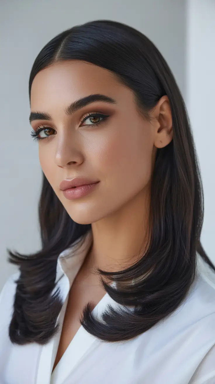 simple spring hairstyles 2026 Sleek Mid-Length Flip with a Clean Part