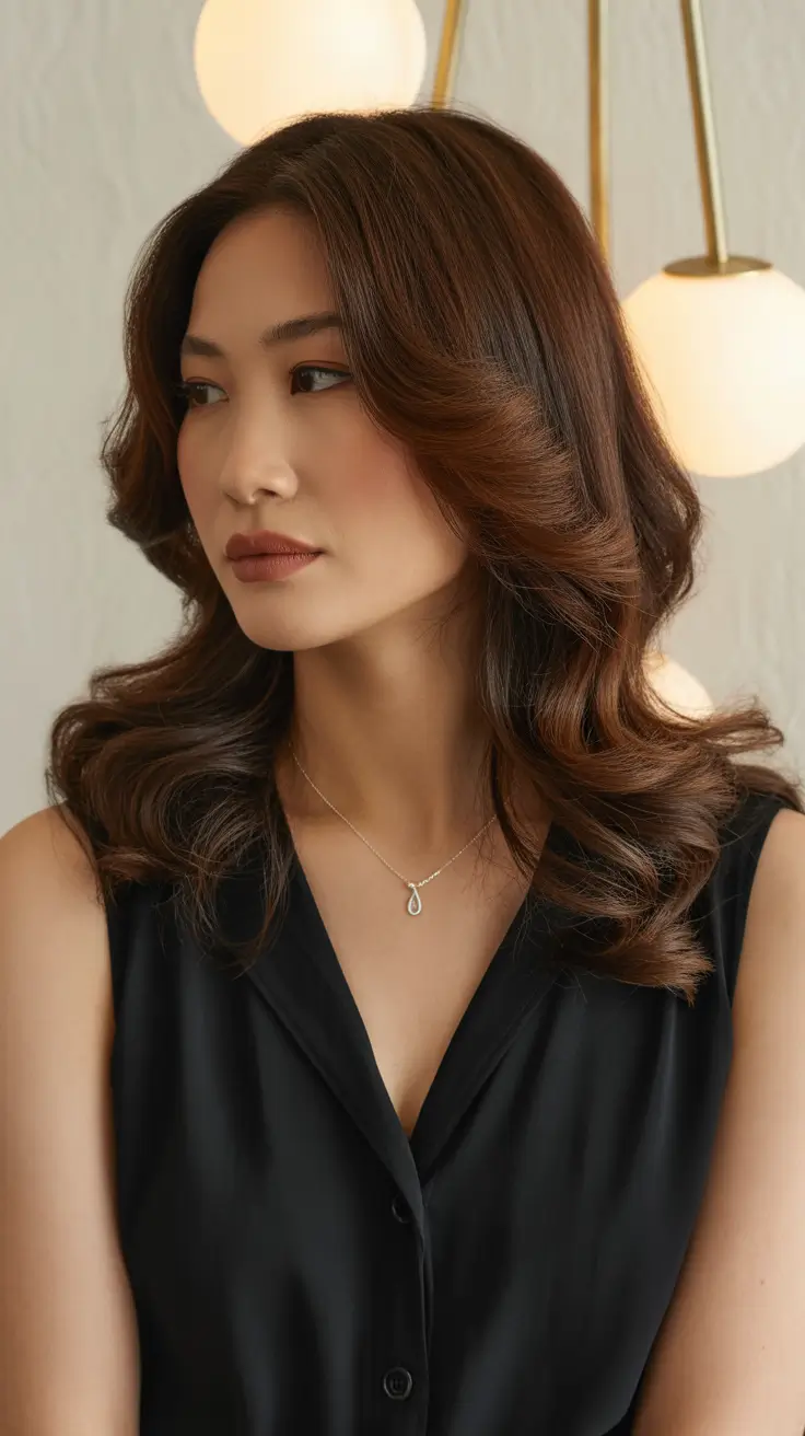 simple spring hairstyles 2026 Classic Bouncy Blowout with Warm Dimension