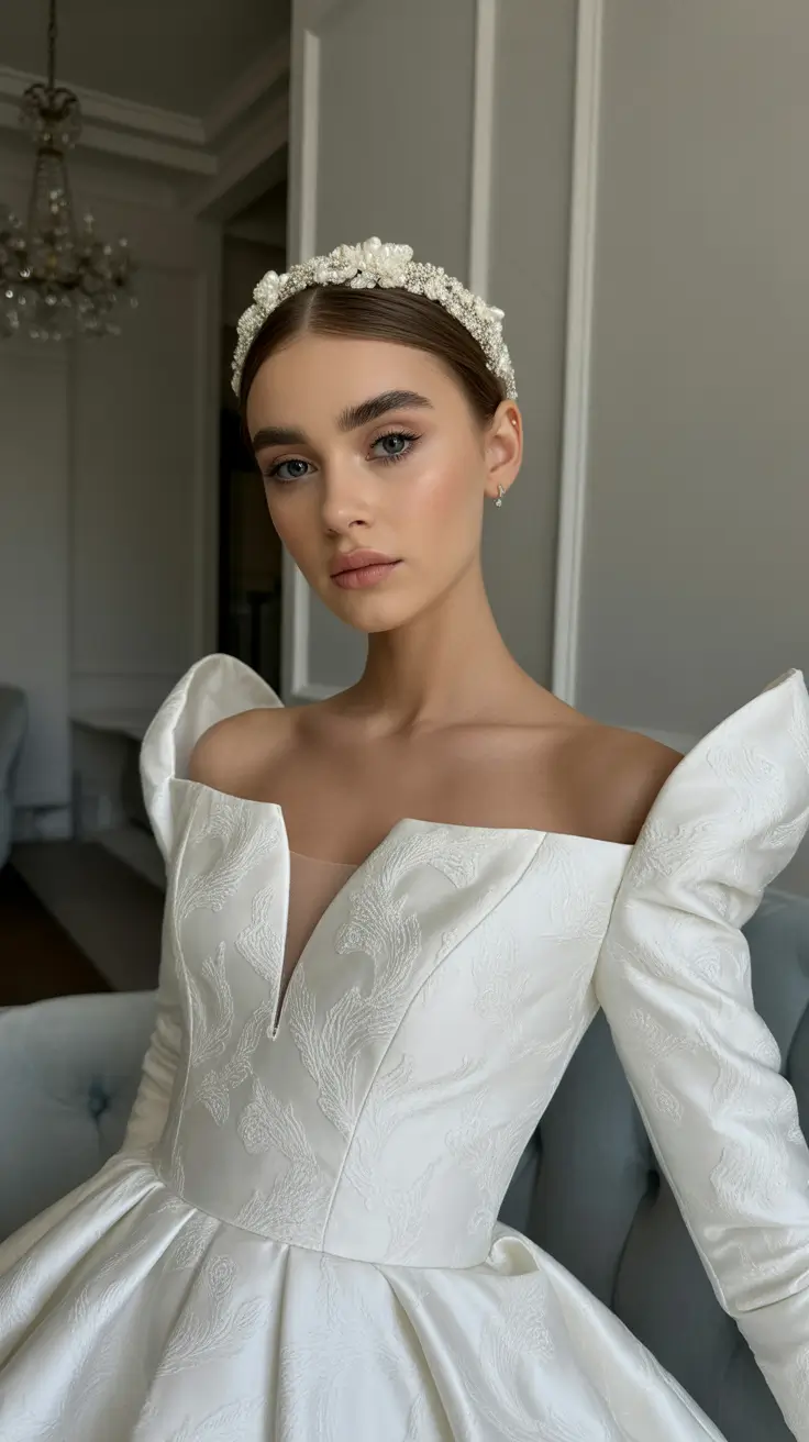 simple spring wedding hairstyle for 2026 Sleek Low Bun with a Minimal Floral Crown