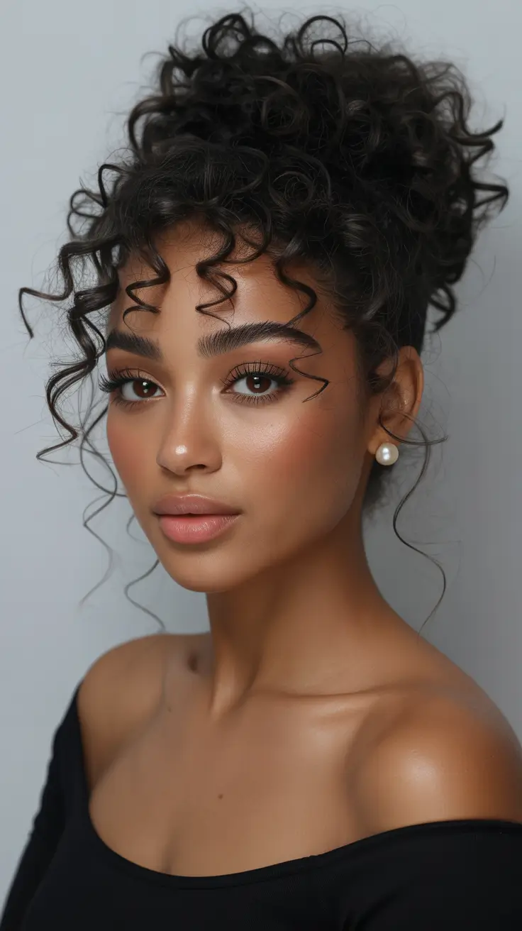 subtle spring hair color for dark skin 2026 Deep Brunette Updo with Natural Reflect