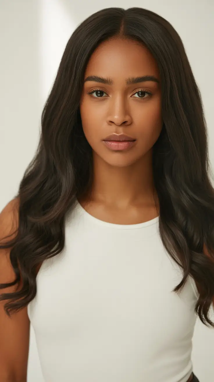 subtle spring hair color for dark skin 2026 Deep Neutral Brunette with Seamless Flow