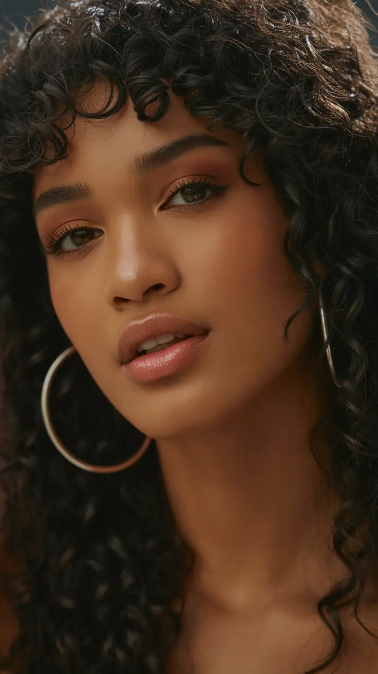 subtle spring hair color for dark skin 2026 Espresso Curls with Sunlit Micro Highlights