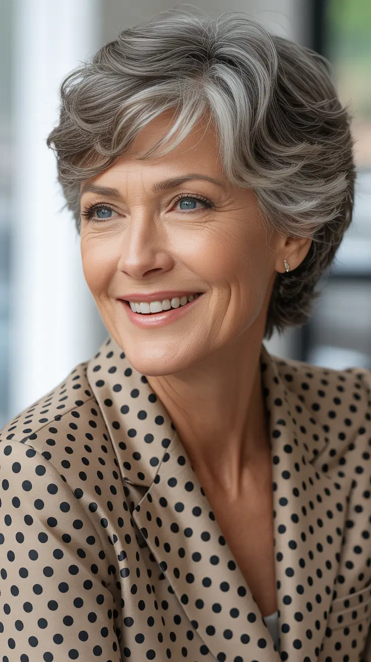 trendy spring haircuts for women over 50 2026 Short Silver Crop
