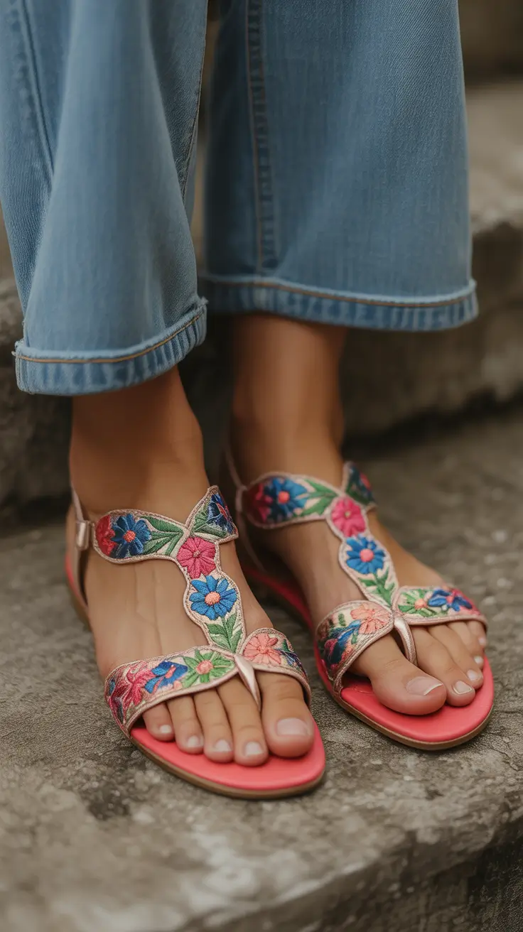 trendy spring outfit with sandals 2026 - Floral Embroidered Color for Spring Playfulness