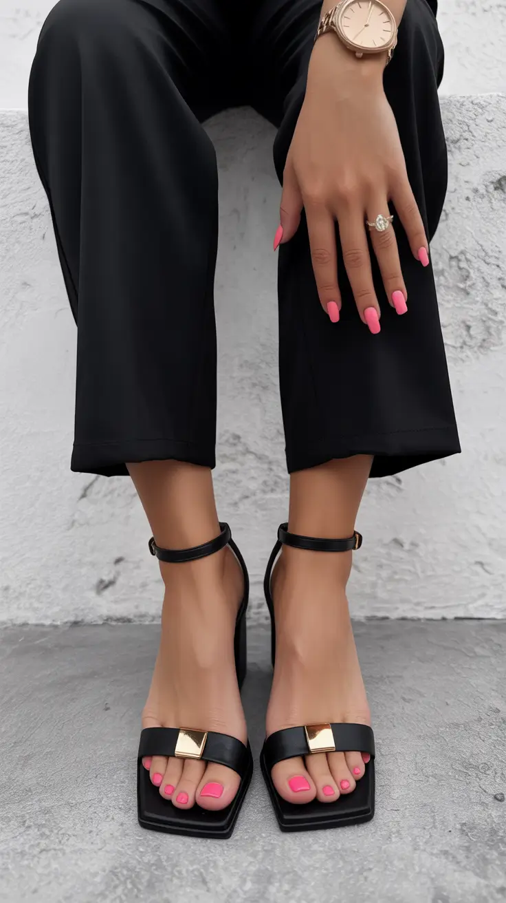 trendy spring outfit with sandals 2026 - Minimal Black Heels for a Polished Spring Evening