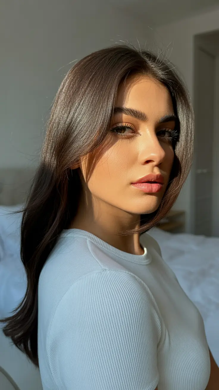 warm spring hair color ideas warm skin tone 2026 Soft Cocoa Brunette for Warm Neutral Spring Skin