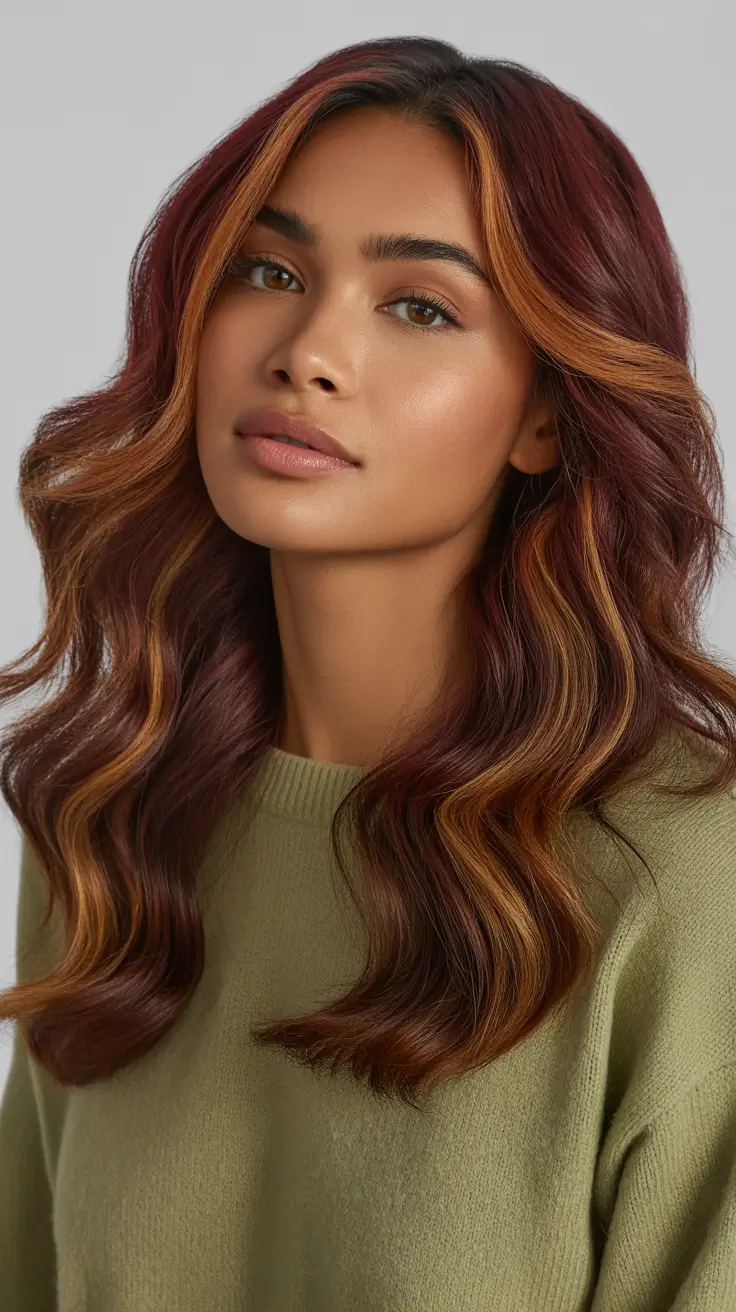 warm spring hair color ideas warm skin tone 2026 Burnished Copper Auburn for Deep Autumn Warmth