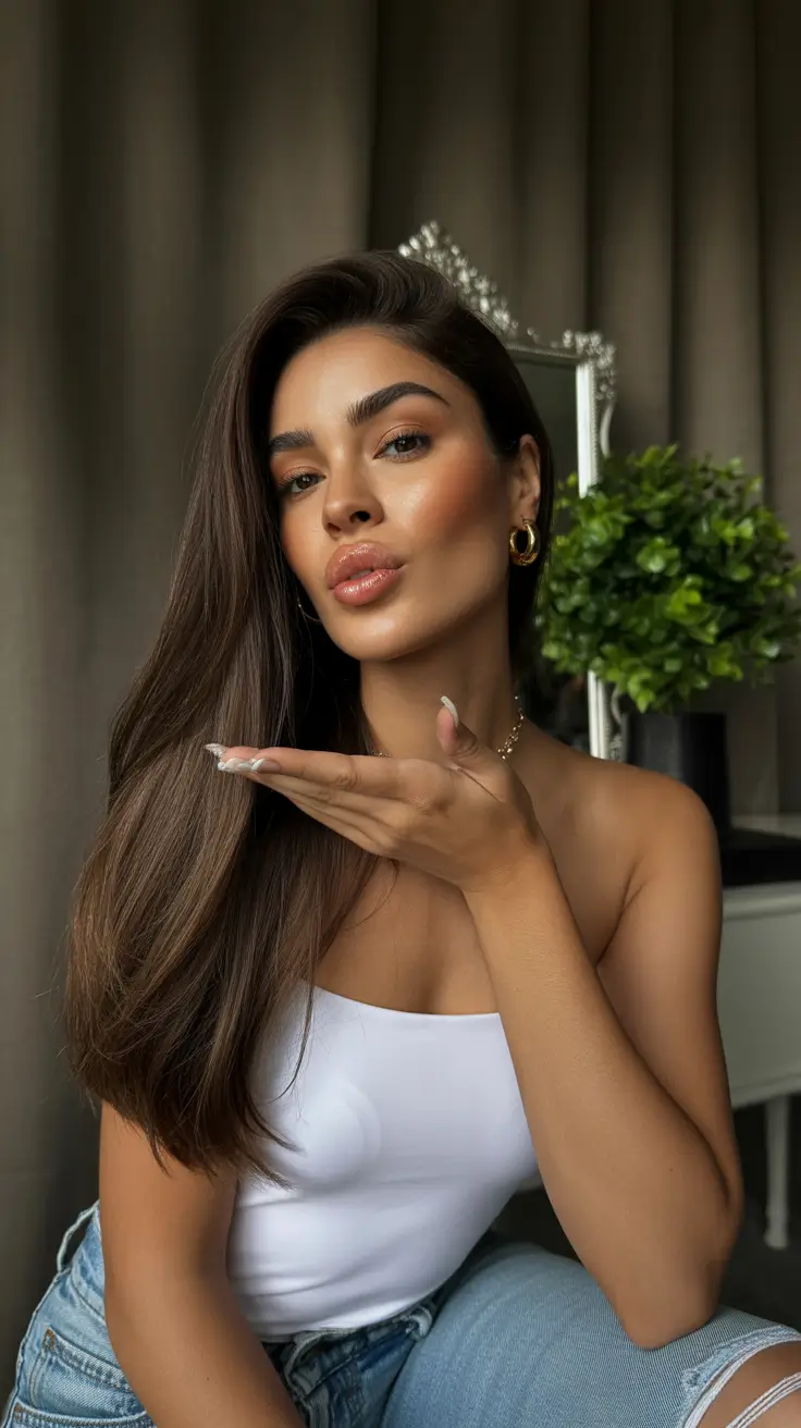 warm spring hair color ideas warm skin tone 2026 Warm Brunette Lengths for Golden Olive Undertones