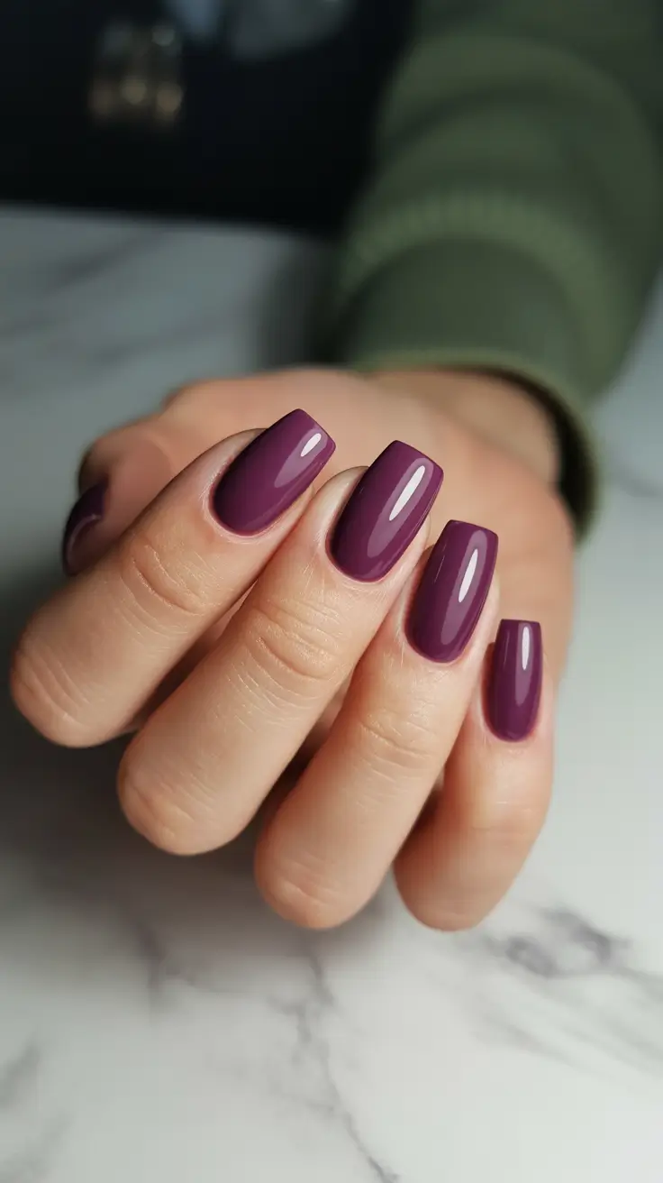 spring nail art 2026 Glossy Plum Confidence for Transitional Spring Days