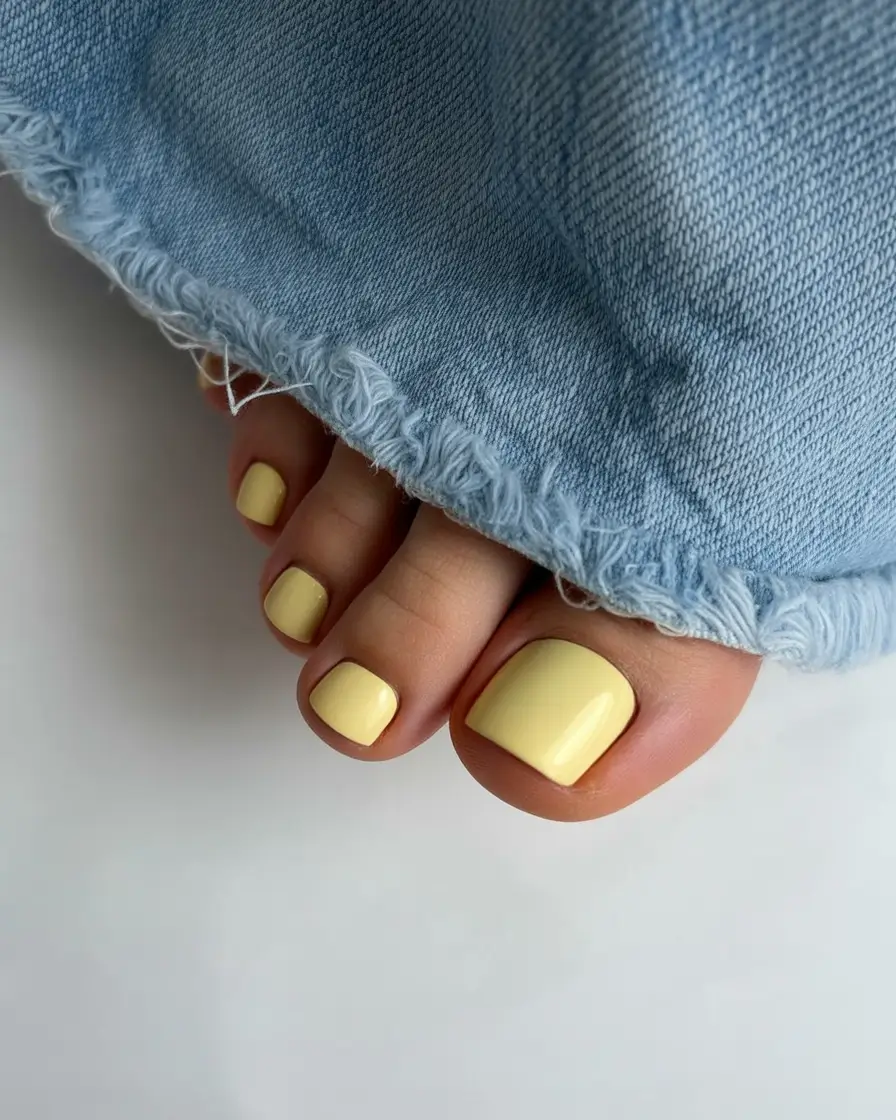 spring toe nail colors 2026 yellow gel pedicure