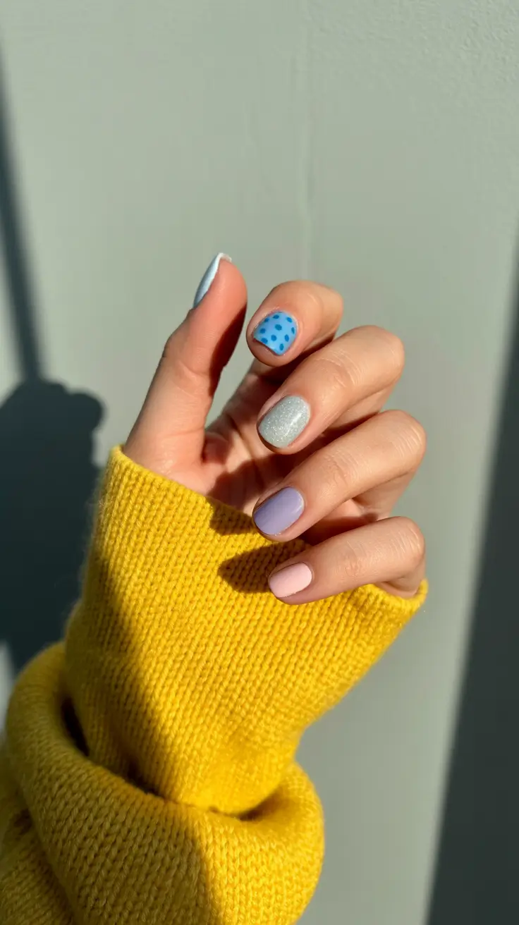 best spring vacation nails 2026 Playful Pastel Mix Short Vacation Nails