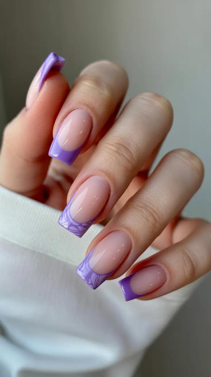 best spring vacation nails 2026 Soft Lavender French Tip Square Nails