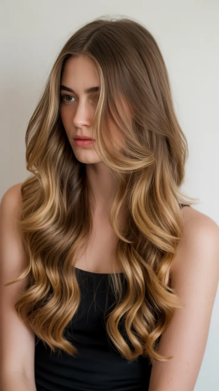 chic spring caramel hair color 2026 Golden Caramel Ombre for Lightened Spring Brunettes