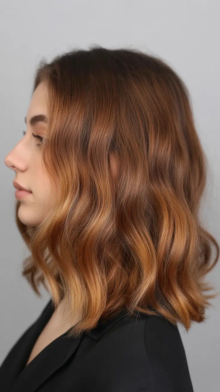 chic spring caramel hair color 2026 Warm Auburn Caramel Bob for a Fresh Seasonal Update