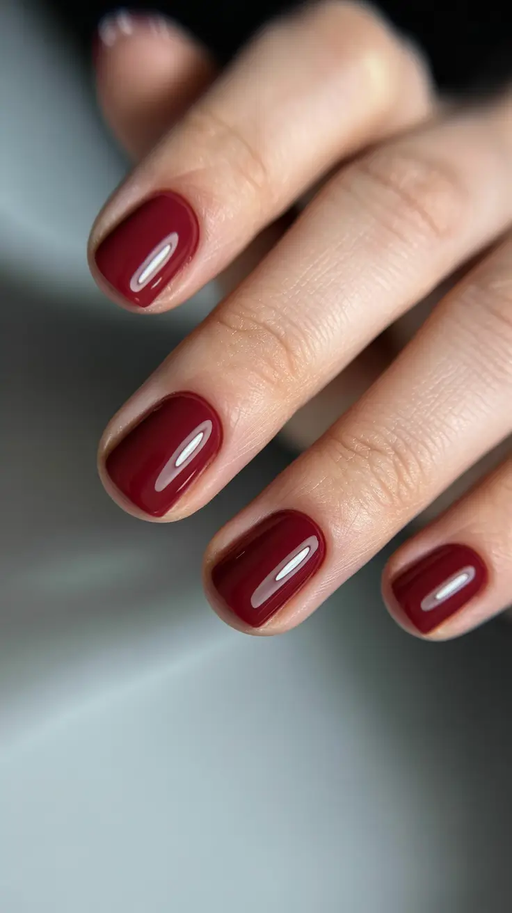classy spring gel nails 2026 Classic Deep Cherry Short Gel Manicure