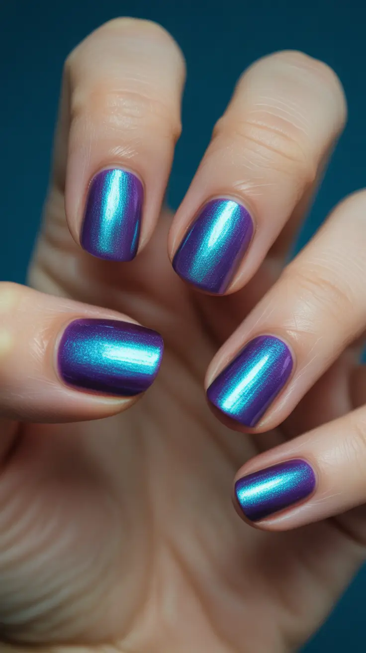 classy spring gel nails 2026 Shimmering Teal Chrome for Modern Spring Nail Art