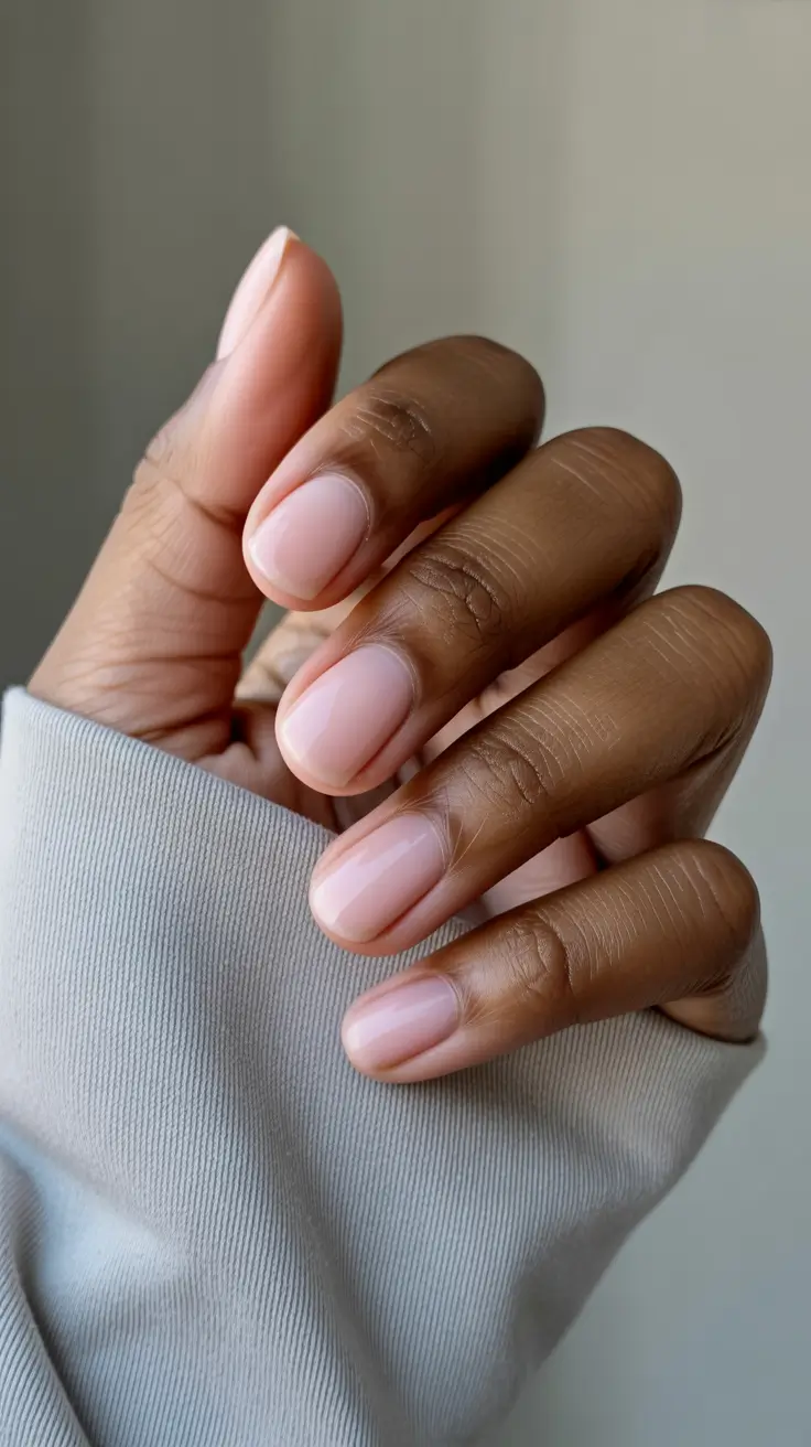 classy spring nails for dark skin 2026 Natural Milky Pink Nails for Effortless Everyday Elegance