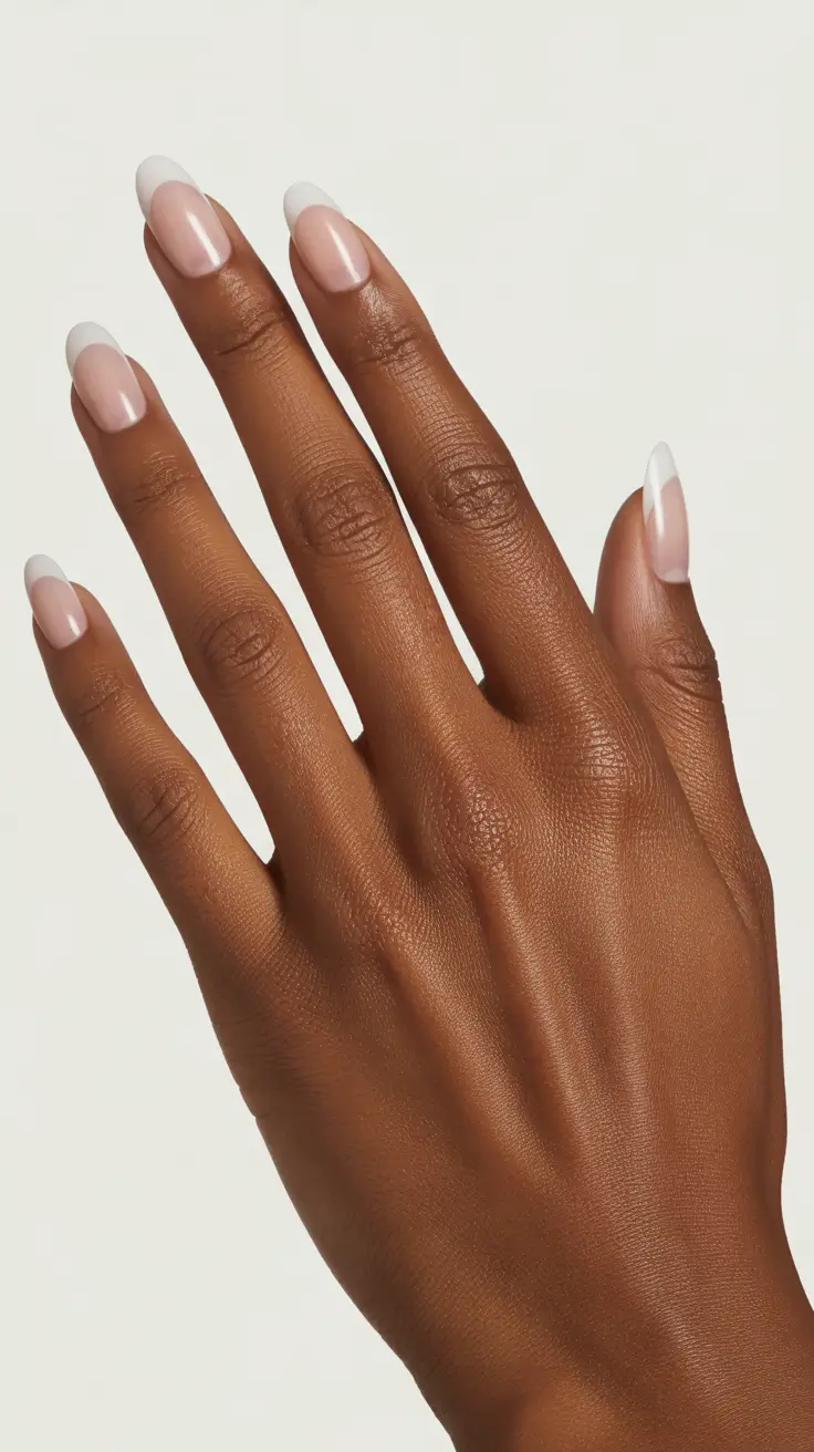 classy spring nails for dark skin 2026 Classic French Tips with a Modern Spring Glow