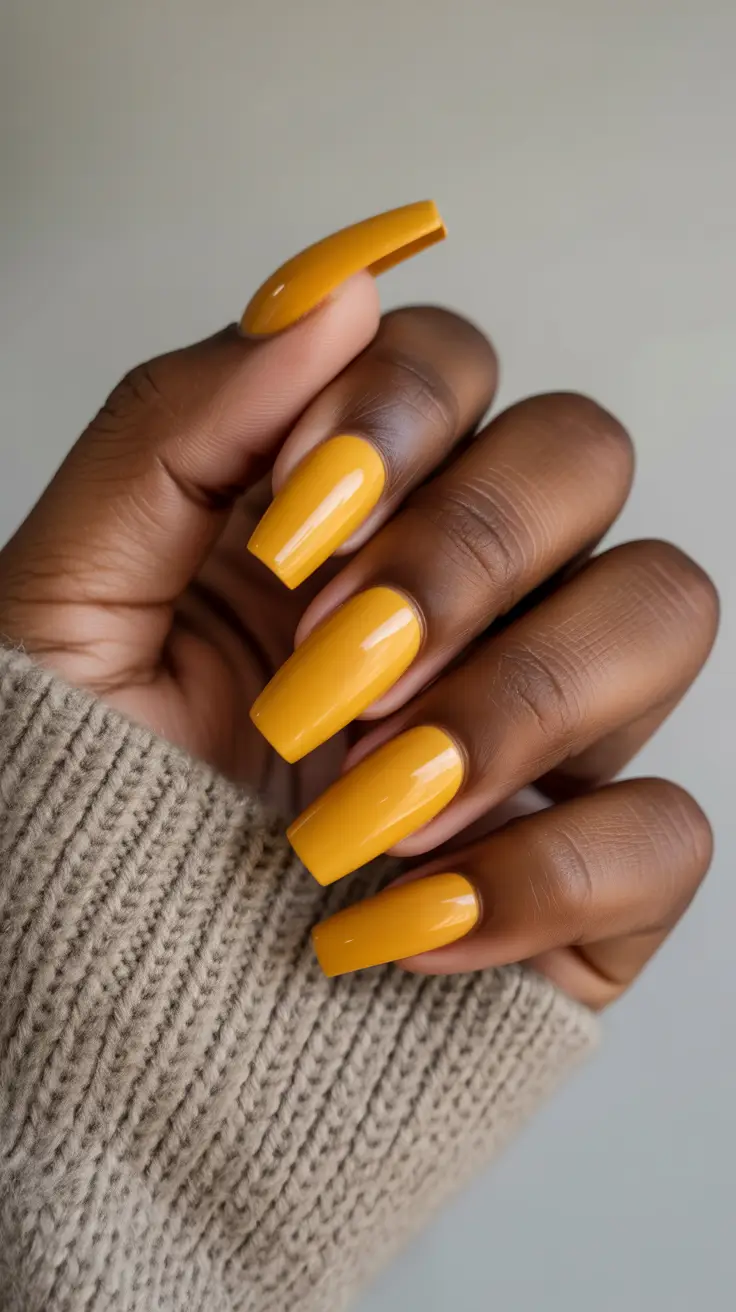 classy spring nails for dark skin 2026 Sunny Mustard Yellow Nails for Bold Spring Confidence