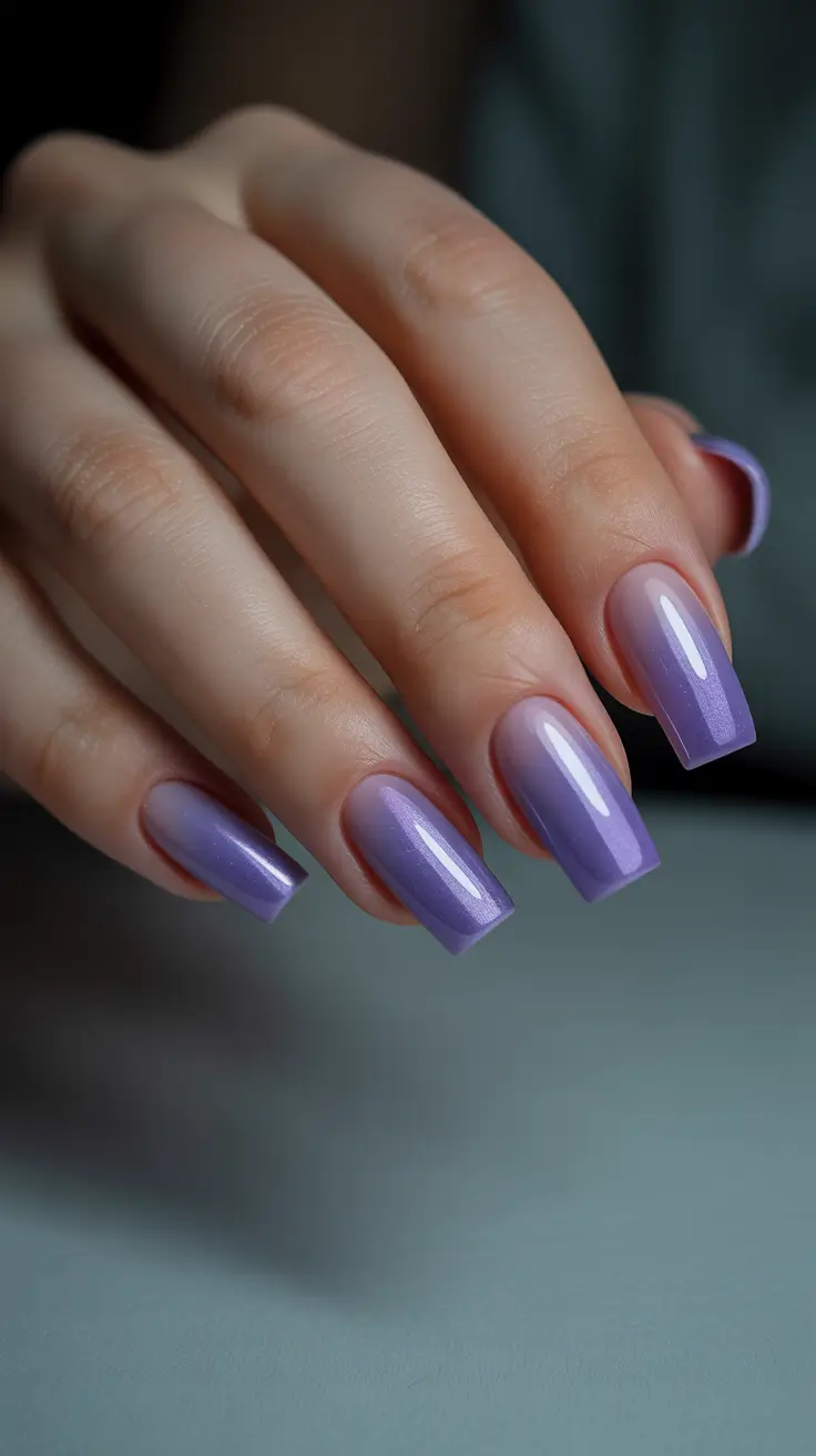 classy spring nails simple 2026 Glossy Lavender Square Nails